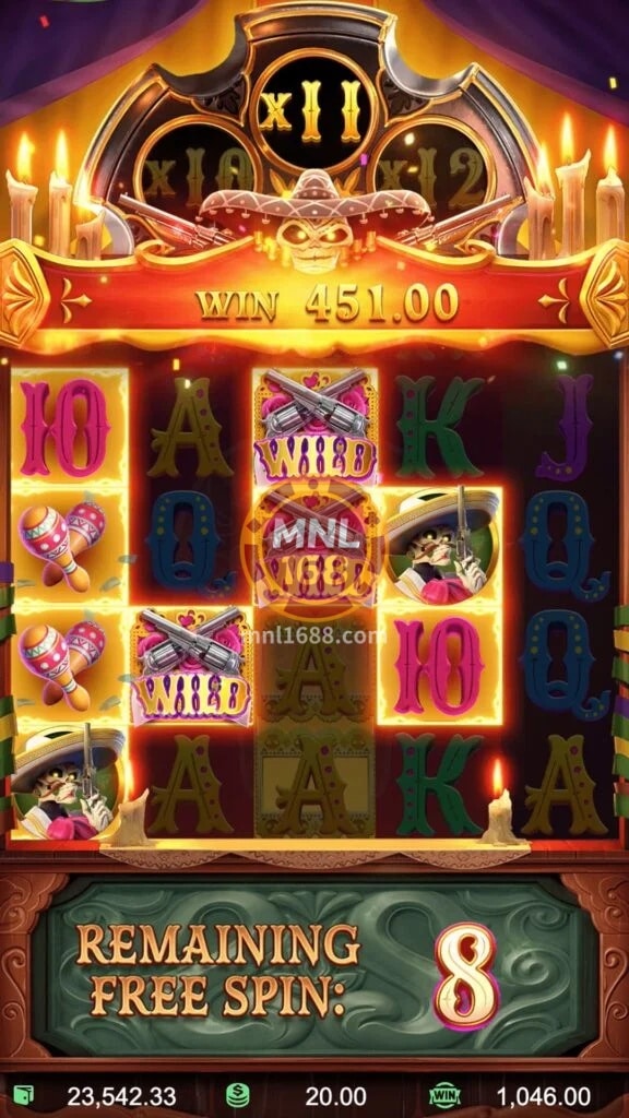 Suriin ang PG Slot Wild Bandito, isang mapang-akit na laro na may 5 reel at 4 na row, na available sa MNL168.